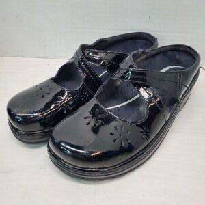 Klogs Footwear Black Patent Leather Clogs Mary Jane Shoes Women 10M Comfort